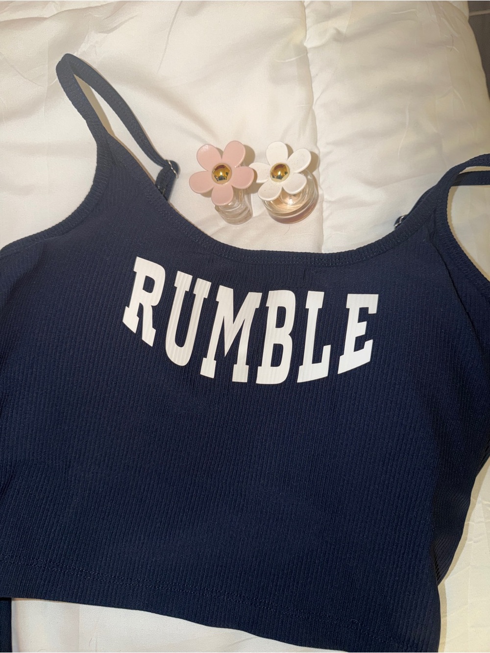 RUMBLE Navy Ribbed Athletic Crop Tank